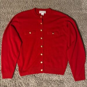 Vintage 90’s Sweater Milano Woman’s M Red Gold Buttons Old School Classy Retro